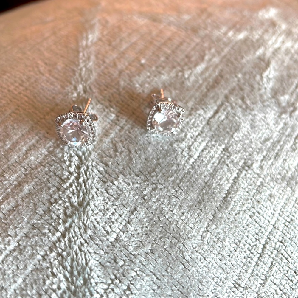 White Sapphire and Diamond Earrings